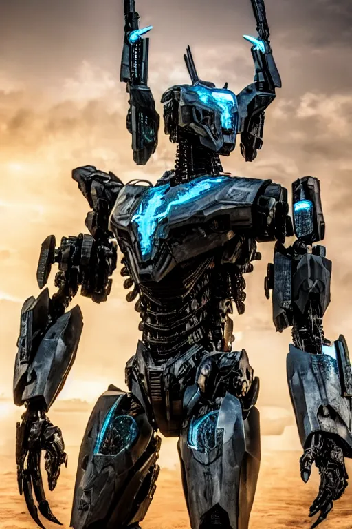 Image similar to cinematic still in westworld and pacific rim movie and ps 5 game machine warrior 5, intricate ornate humanoid mecha warrior,