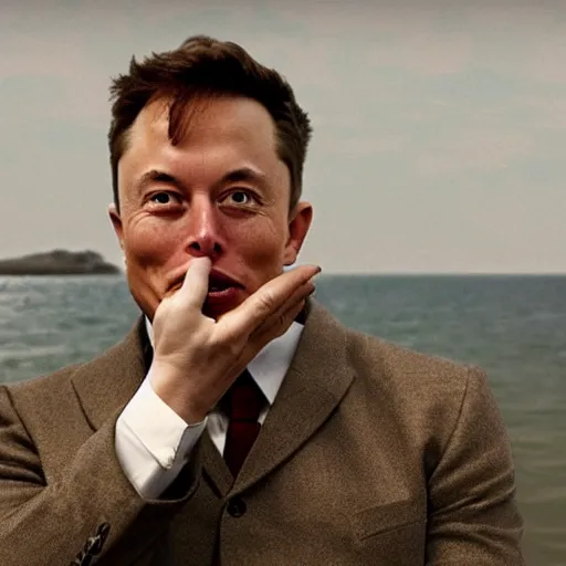 Prompt: picture of elon musk on a deserted island in french 1 8 9 0 uniform crying, hyper realistic, 4 k uhd image