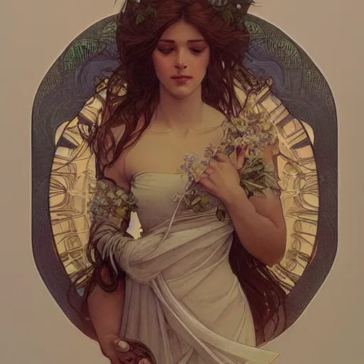 Image similar to beautiful lifelike award winning pencil illustration of devine trending on art station artgerm greg rutkowski alphonse mucha cinematic atmospheric