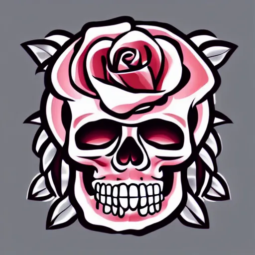 Image similar to rose n skull tattoo vector art