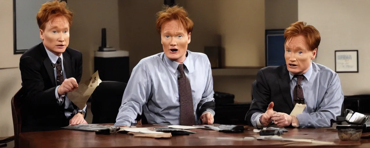 Prompt: conan obrien in the office season 2