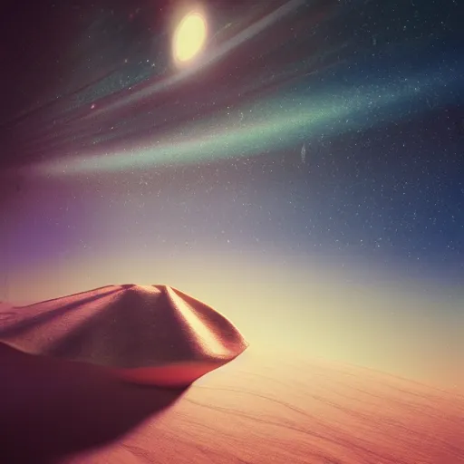 Image similar to the interim of destination between life and the cosmos, by the surrealist masters, octane render, volumetric lighting, soft focus, 4 k, trending on artstation,