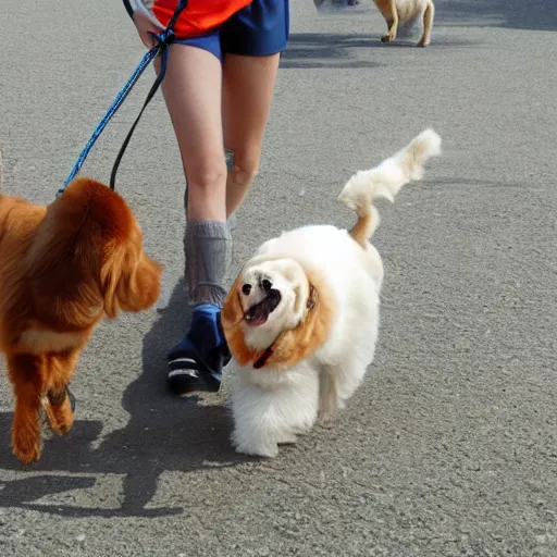 Image similar to pets walking humans,