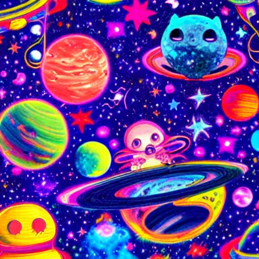 Prompt: Liminal space in outer space by Lisa Frank