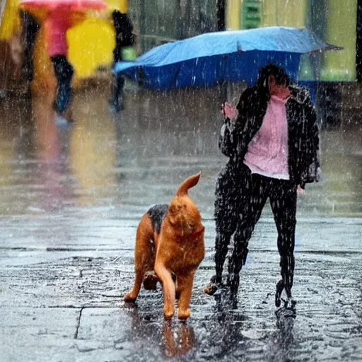 Image similar to it's literally raining cats and dogs