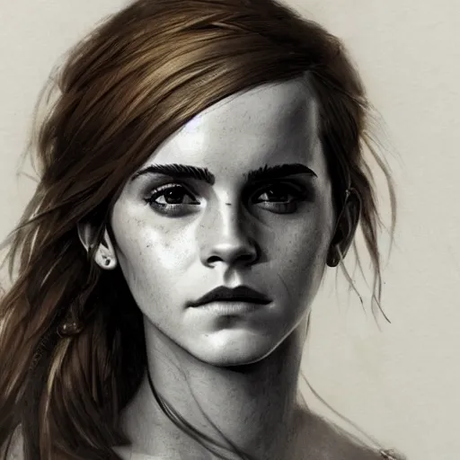 Prompt: drawing of emma watson wearing a knight armor, beautiful piercing eyes, hyper realistic face, in the style of greg rutkowski, fantasy, amazing detail, epic, elegant, smooth