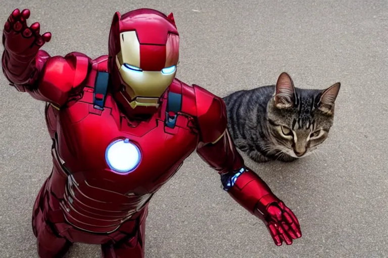 Image similar to cat in an iron man suit