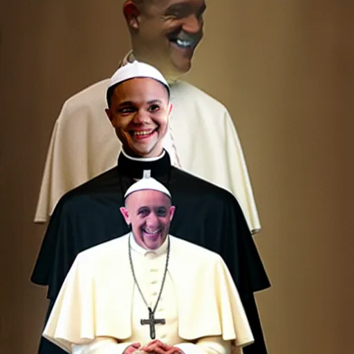 Image similar to trevor noah as the pope