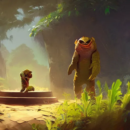 Prompt: gek enjoying medicinal herb digital art in the style of greg rutkowski and craig mullins, 4 k