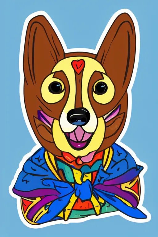 Image similar to Portrait of a corgi as a Mexican wrestler in a mask, sticker, colorful, illustration, highly detailed, simple, smooth and clean vector curves, no jagged lines, vector art, smooth