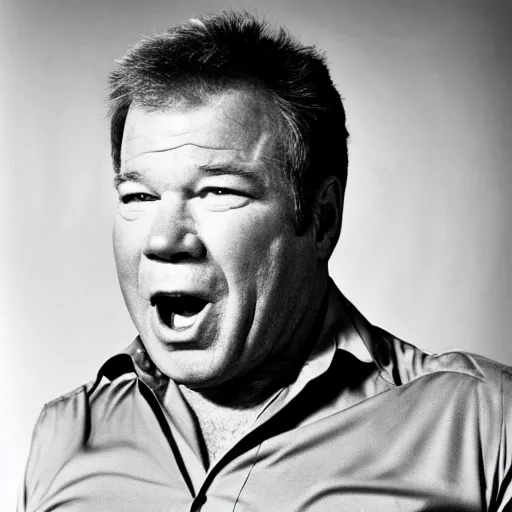 Prompt: william shatner yelling angrily at baby, photograph 4 k