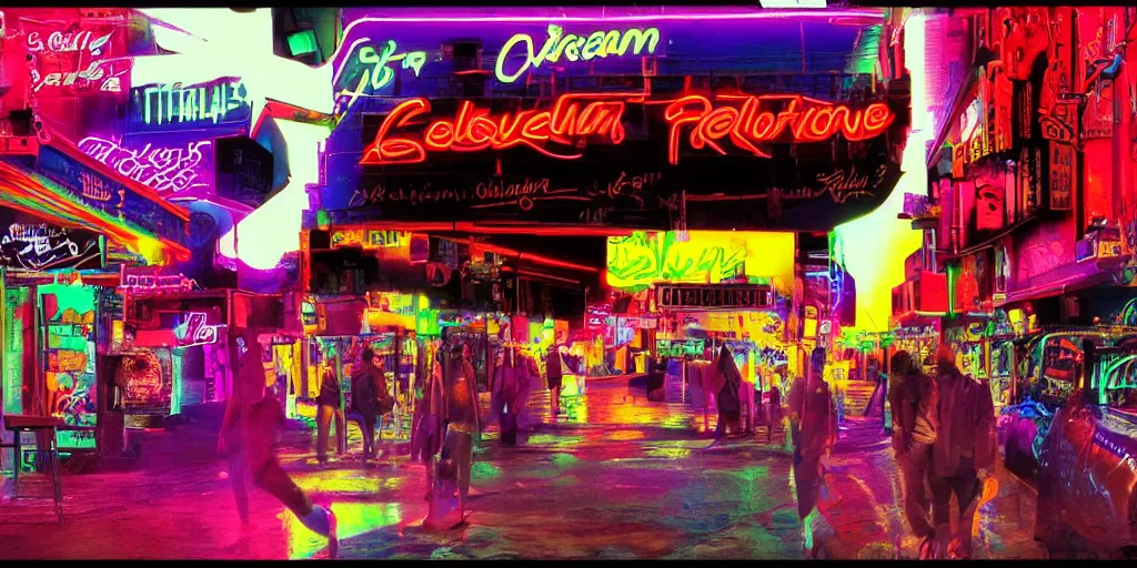 Image similar to dream of californication, cyberwave, neon, cinematic,