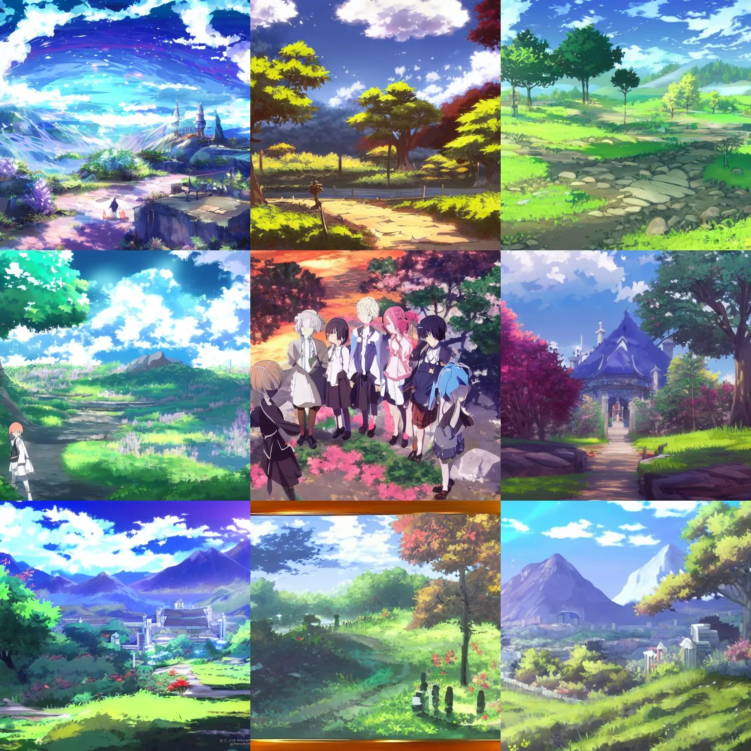 Prompt: a landscape in the style of re : zero