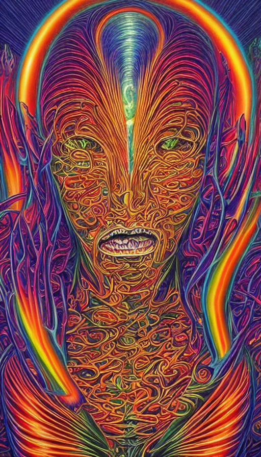 Image similar to Psytrance Artwork, by Alex Grey ,