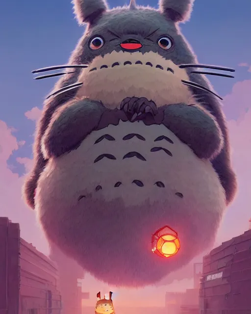 Image similar to highly detailed vfx portrait of totoro as terminator, stephen bliss, unreal engine, greg rutkowski, loish, rhads, beeple, makoto shinkai and lois van baarle, ilya kuvshinov, rossdraws, tom bagshaw, alphonse mucha, global illumination, detailed and intricate environment