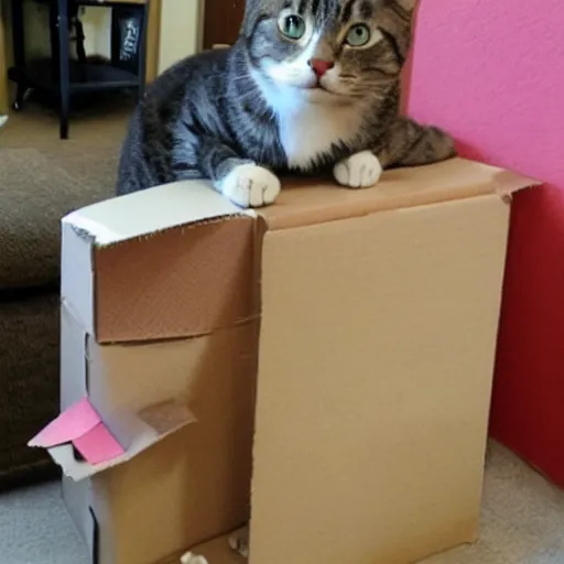 Image similar to a cat made out of cardboard