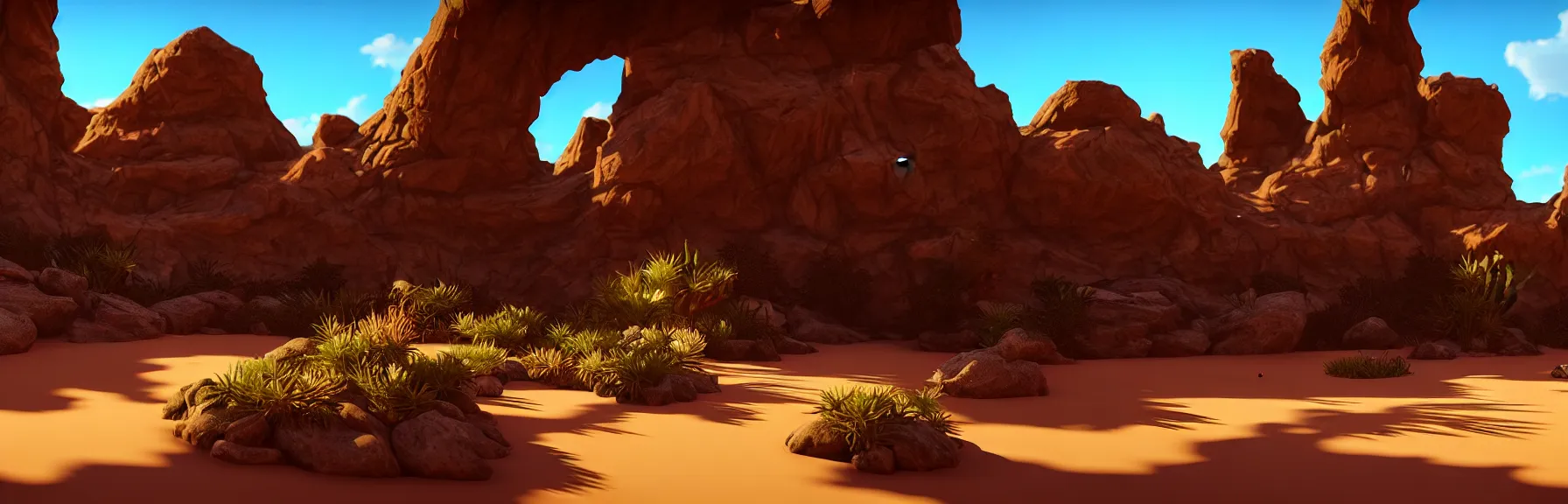 Prompt: a desert oasis; very detailed, by Federico Pelat, Caravaggio; artstation, unreal engine 5