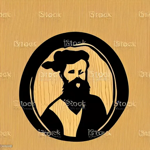 Image similar to wooden bowl, bearded man, woodlathe, vector art