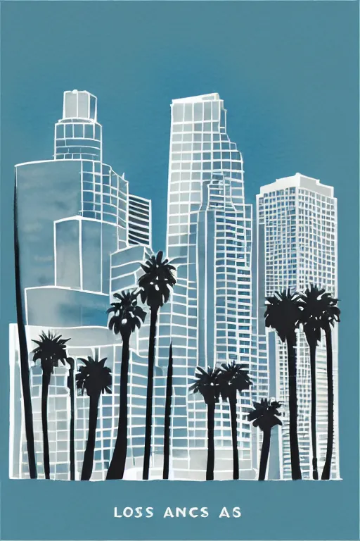 Image similar to minimalist watercolor art of los angeles, illustration, vector art