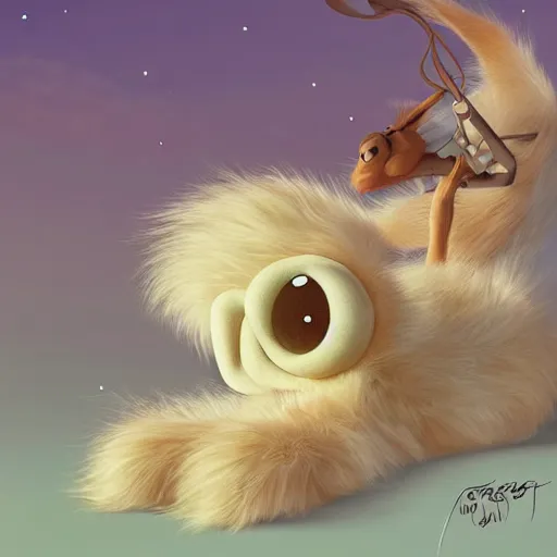 Image similar to cutie fluffy creature with muppet show, digital art, 3 d, octave render, masterpiece, mega detailed, pixar, disney, vivid illustration, cartoon, fantasy, by george stubbs, artgerm, in the style of ghibli kazuo oga, pastel fur