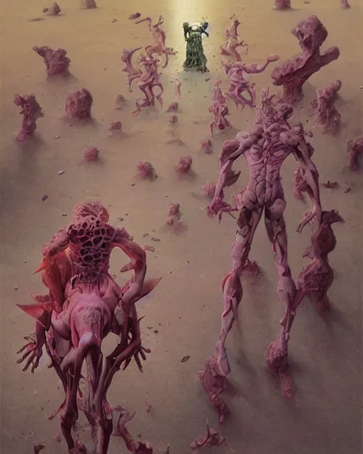 Image similar to jojo bizzare adventure painted by hirohiko araki and zdislav beksinski and wayne barlowe and greg rutkowski