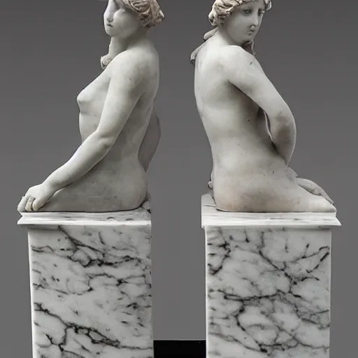 Prompt: classical marble statue of lesbians