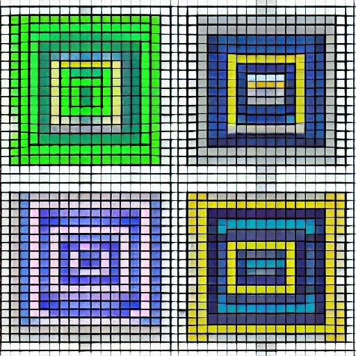 Image similar to grid 3 by 3 squares, each square has its own color, pixelart