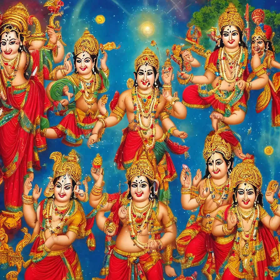 Prompt: the smiling face of hindu deities