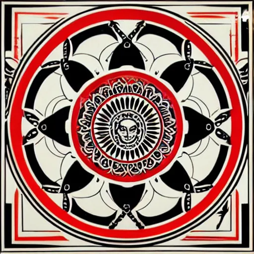 Image similar to mandala by shepard fairey.