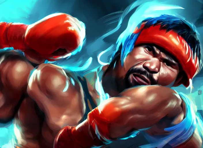 Image similar to manny pacquiao character concept art, digital illustration, trending on artstation, epic composition, 8 k uhd, masterpiece, league of legends splash art