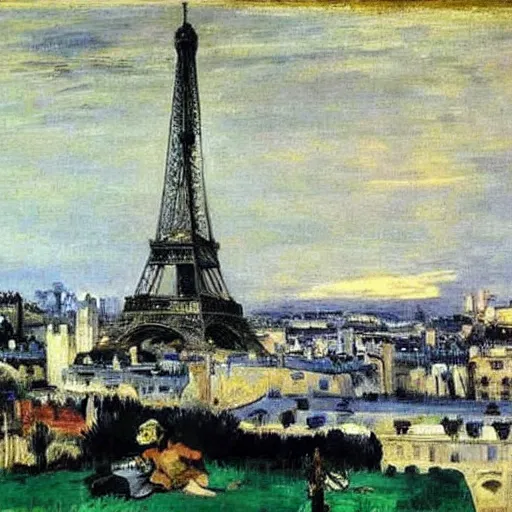 Prompt: paris in antiquity, painting by edouard manet