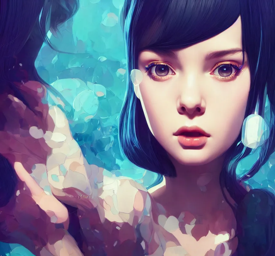 Image similar to a beautiful young british alternative music singer. optical illusion art by ilya kuvshinov lois van baarle ross tran range murata artgerm katsuhiro otomo norman rockwell. highly detailed intricately sharp focus mystically trending deviantart, pinterest, vogue italia, unreal engine 5, 4 k uhd image