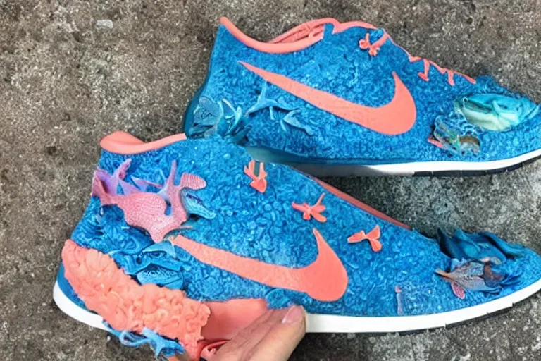 Image similar to nike sneaker made from coral reef