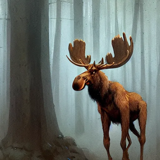 Image similar to humanoid anthropomorphic hominid moose by greg rutkowski