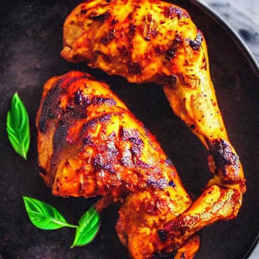 Image similar to high resolution photo of tandoori chicken, michelin star, very tasty, food photography, instagram, trending