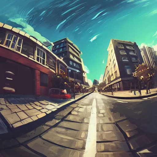 Prompt: street view, old!!!!!!, trending on artstation, fisheye!!! lens