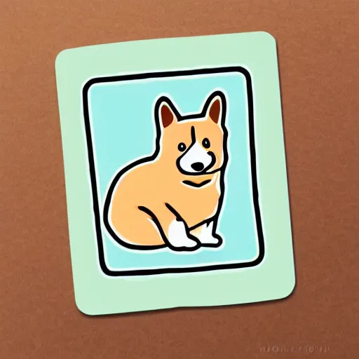 Prompt: a kawaii chubby goofy cute corgi sitting upright sticker illustration