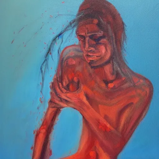 Prompt: a painting about pain in mind, oil on canvas