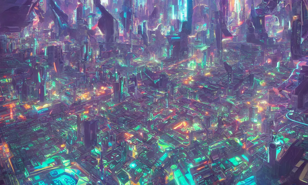 Prompt: futuristic city, illustration painting, oil on canvas, intricate, portrait, detailed illustration, hd, digital art, overdetailed art, concept art, complementing colors, detailed, illustration painting by alex gray, digital art, overdetailed art, concept art, complementing colors rendered by beeple, syd meade