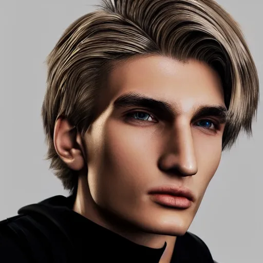 Image similar to a closeup shot of handsome xqc, gigachad, strong jawline, photorealism, 8k