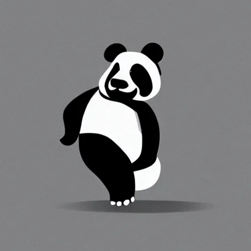 Prompt: silly panda in a predicament, digital art, minimalistic, monochromatic