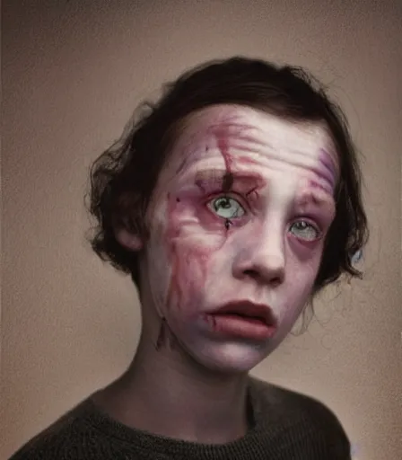 Image similar to a high quality, high detail, photorealistic portrait by kyle thompson and gottfried helnwein, intensly emotional