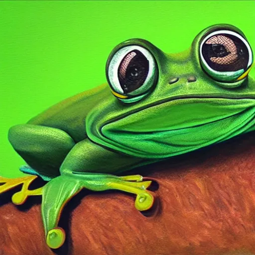 Image similar to cute pepe anthro green frog, ultra realistic, photorealistic fantasy illustration, award winning 8 k