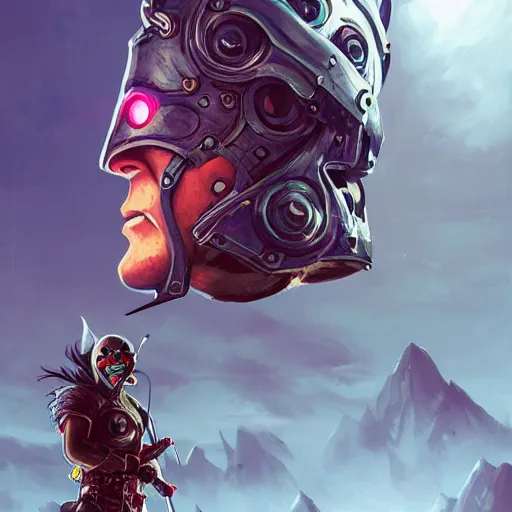 Image similar to cyberpunk viking helmet mask warrior goddess robot ninja fantasy, art gta 5 cover, official fanart behance hd artstation by jesper ejsing, by rhads, makoto shinkai and lois van baarle, ilya kuvshinov, ossdraws