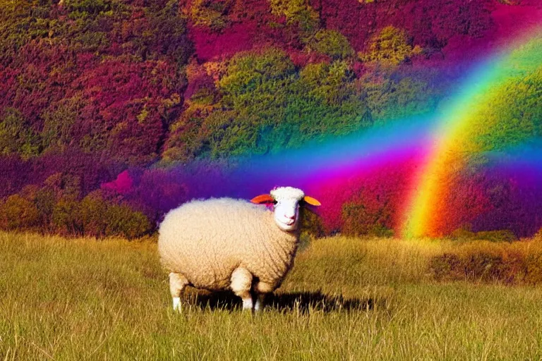 Image similar to a photo of a rainbow sheep