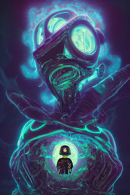 Prompt: rick and morty fused with lovecraft and vader helmet, high details, intricate details, by vincent di fate, artgerm julie bell beeple, 90s, Smooth gradients, octane render, 8k, volumetric lightning, High contrast, depth of field, very coherent symmetrical artwork