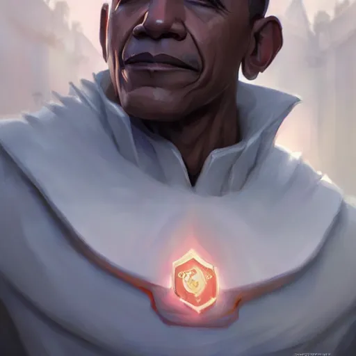 Prompt: barrack obama, d & d, fantasy, intricate, elegant, highly detailed, digital painting, artstation, concept art, matte, sharp focus, illustration, hearthstone, art by artgerm, art by greg rutkowski, art by alphonse mucha