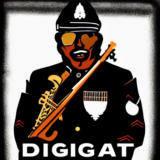 Image similar to logo for sgt dingo, the musician, rendered, rasterized, clean lines