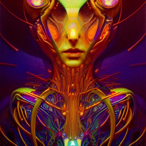 Image similar to extremely psychedelic beautiful brutalist organisms infected by night. intricate, elegant, highly detailed, extremely lifelike photorealistic digital painting, artstation. steichen, gaston bussiere, tom bagshaw, brutalist cyberpunk alphonse mucha. elegant minimalism. anatomically correct. sharp focus. gold with white accents. surreal lush cosmic hallucination