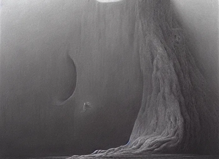 Prompt: the subconscious mind by zdzislaw beksinski, oil on canvas, epic scale, detailed, hyper - realistic